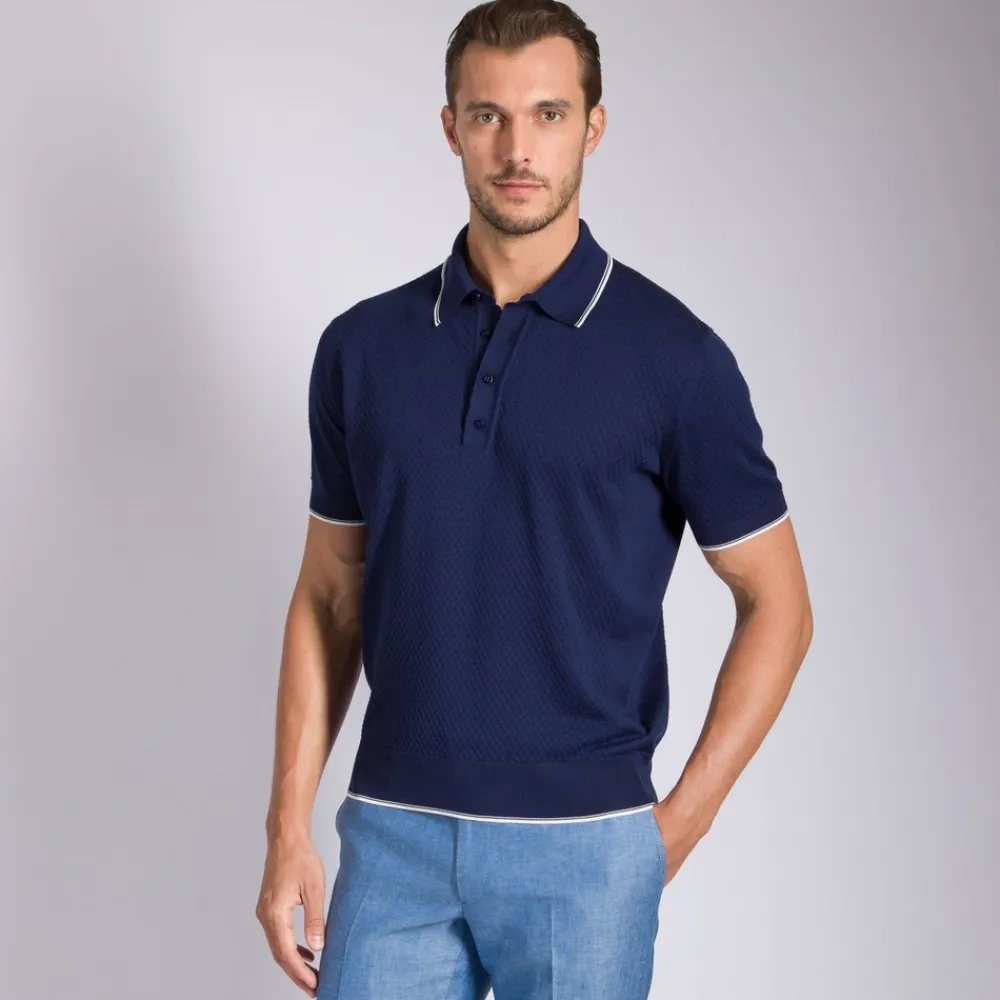 Store Knit Short Sleeve Four-Button Polo Mens Knitwear