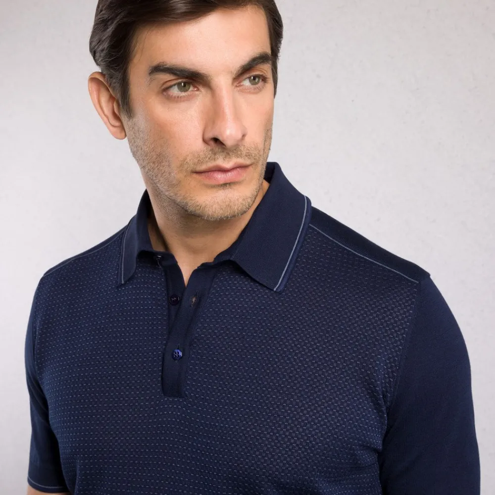 Cheap Knit Short Sleeve Three-Button Polo Mens Knitwear