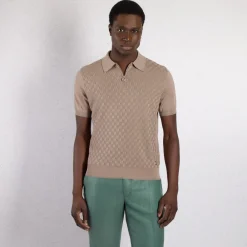 Outlet Knit Short Sleeve Zip Polo Mens Knitwear