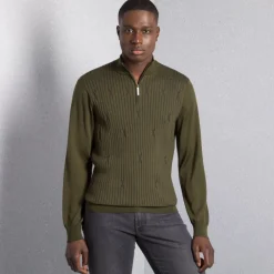 Hot Knit Zip Mockneck Sweater Mens Knitwear