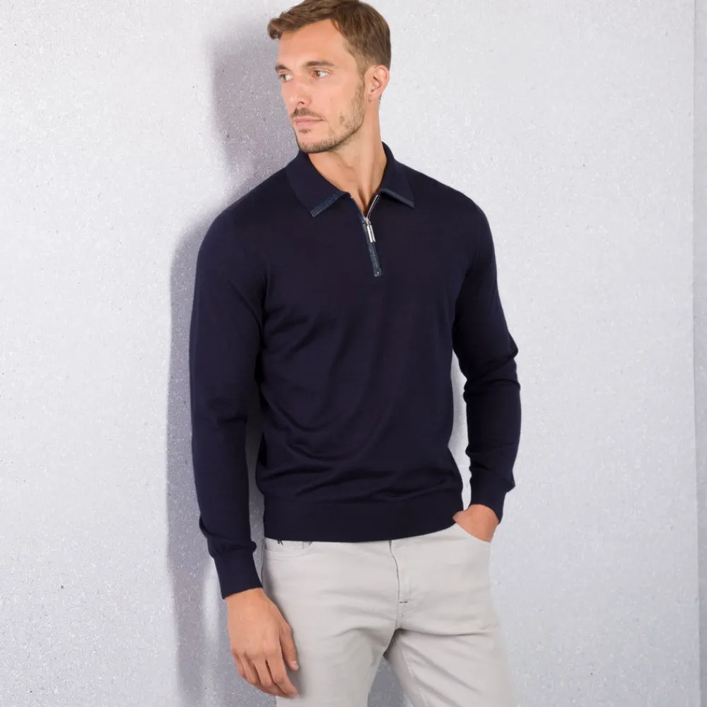 New Knit Zip Polo Mens Knitwear