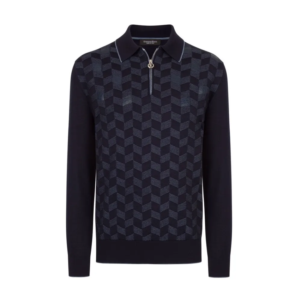 Fashion Knit Zip Polo Mens Knitwear