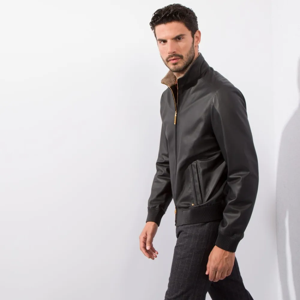 Fashion Lambskin Leather And Shearling Blouson Mens Last Sizes