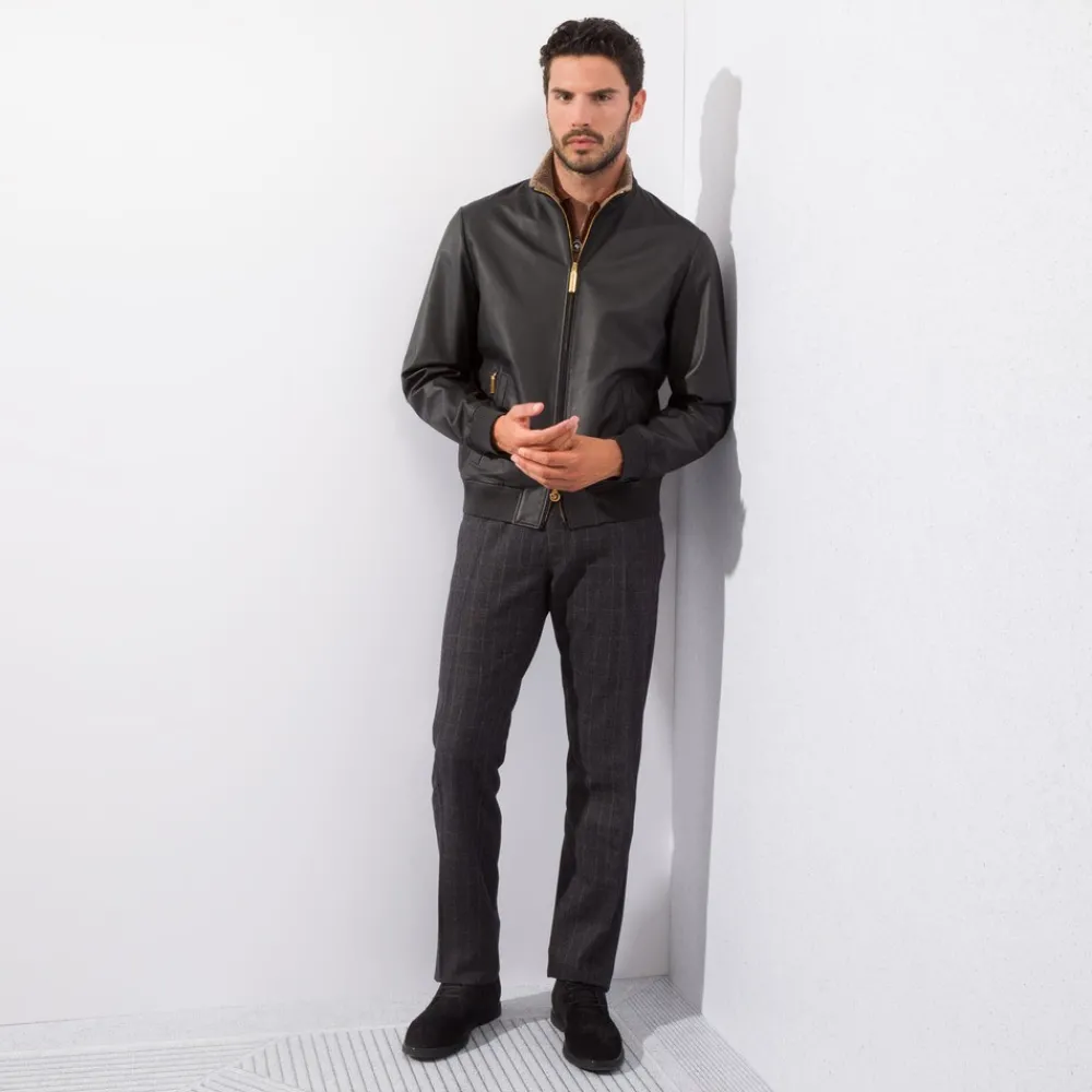 Fashion Lambskin Leather And Shearling Blouson Mens Last Sizes