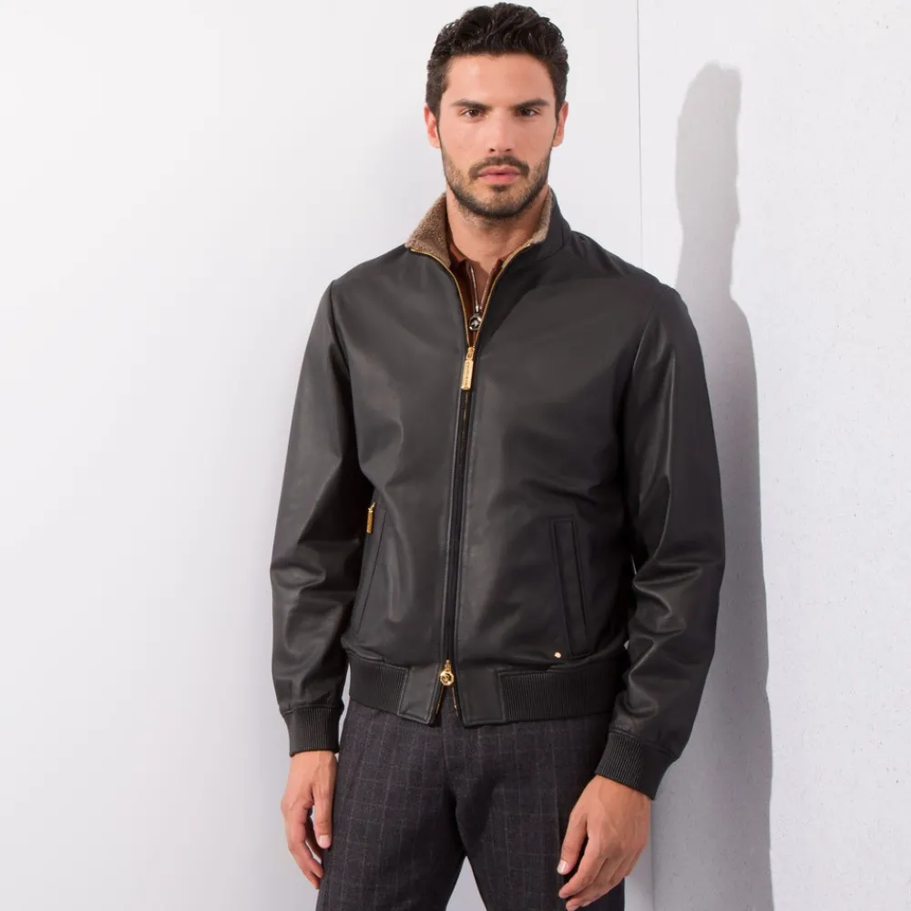 Fashion Lambskin Leather And Shearling Blouson Mens Last Sizes