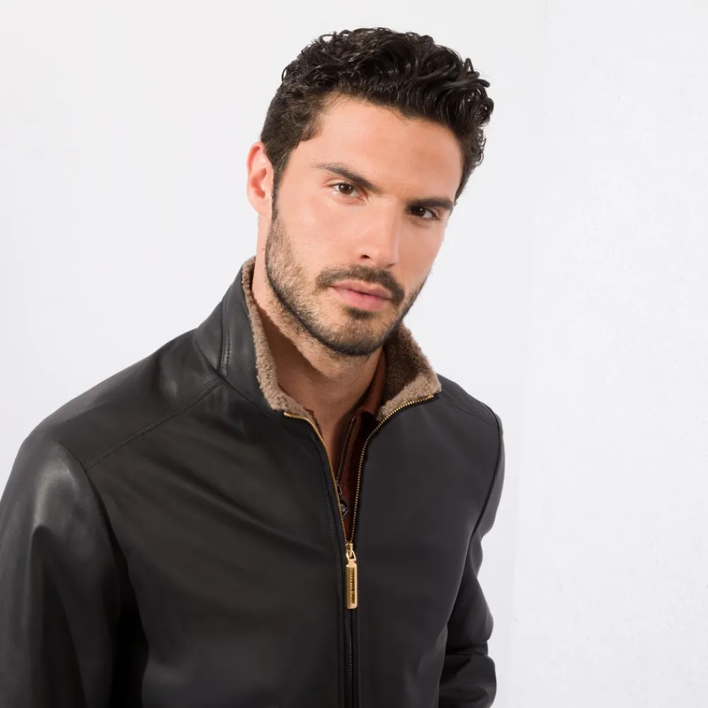 Fashion Lambskin Leather And Shearling Blouson Mens Last Sizes