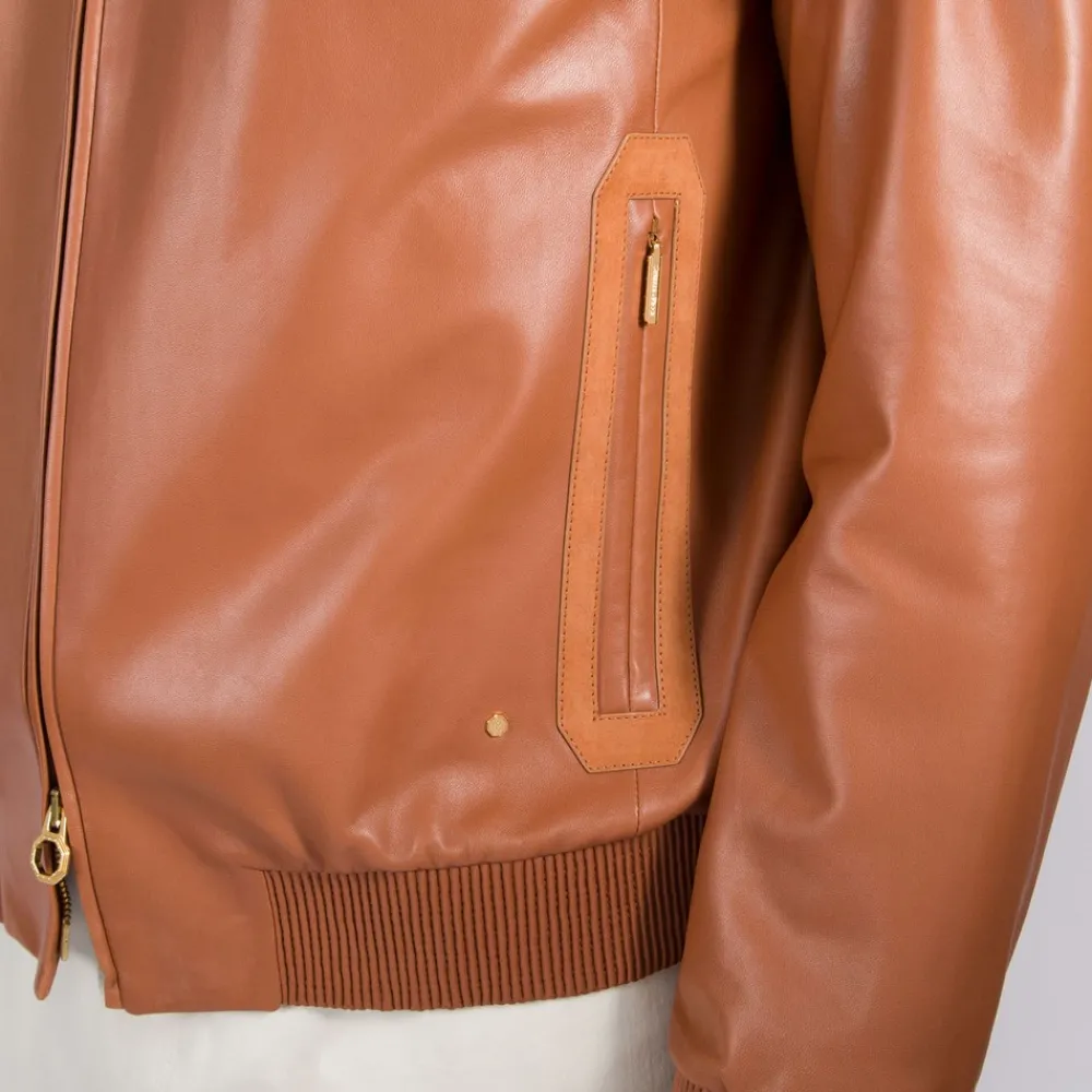 Best Sale Lambskin Leather Blouson Mens Outerwear
