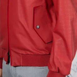 Best Sale Lambskin Leather Hooded Blouson Mens Outerwear