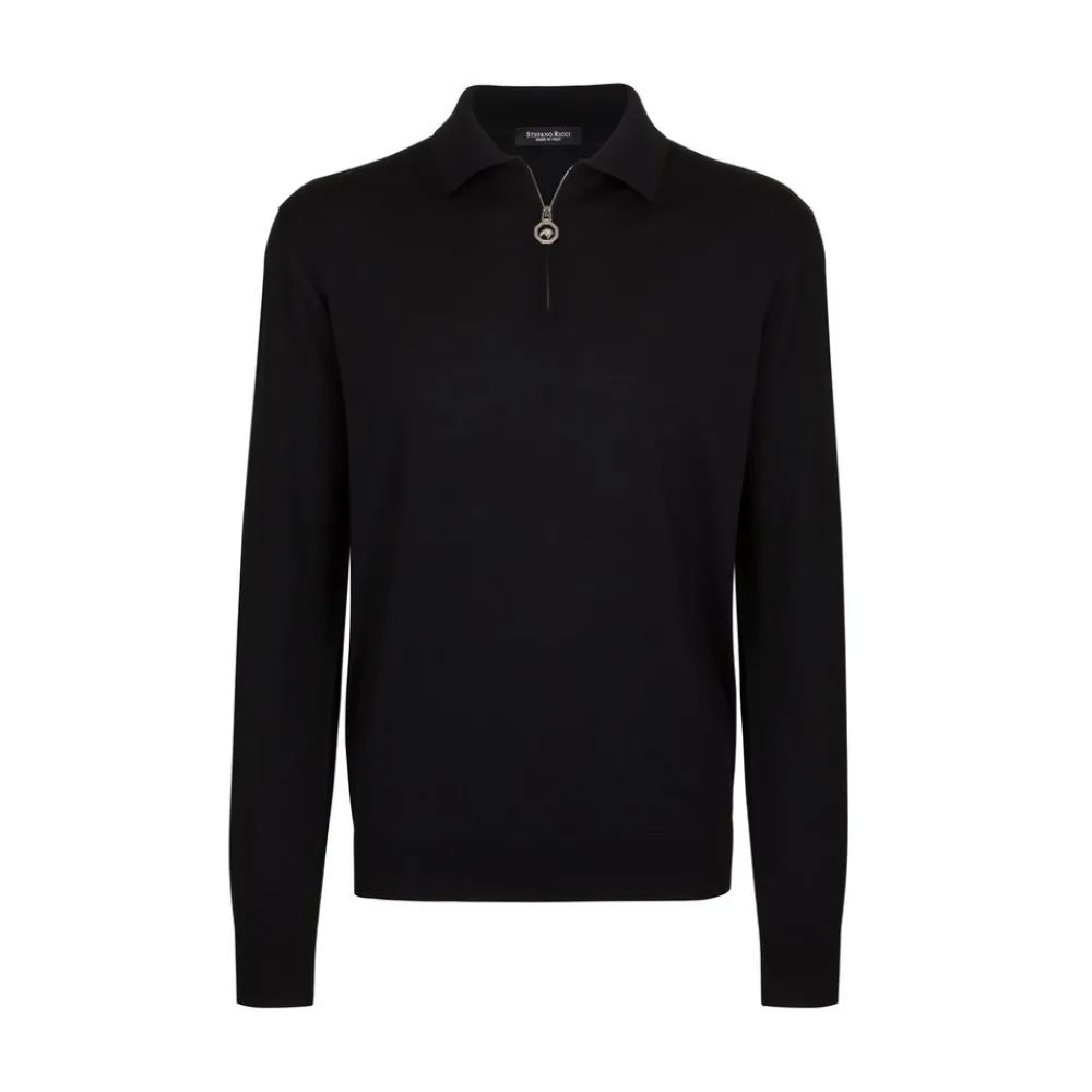 Flash Sale Long Sleeve Zip Polo Mens Knitwear