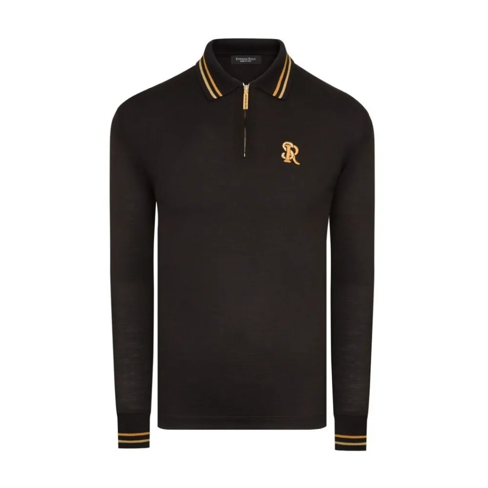 Outlet Long Sleeved Piqu Zip Polo Mens Last Sizes