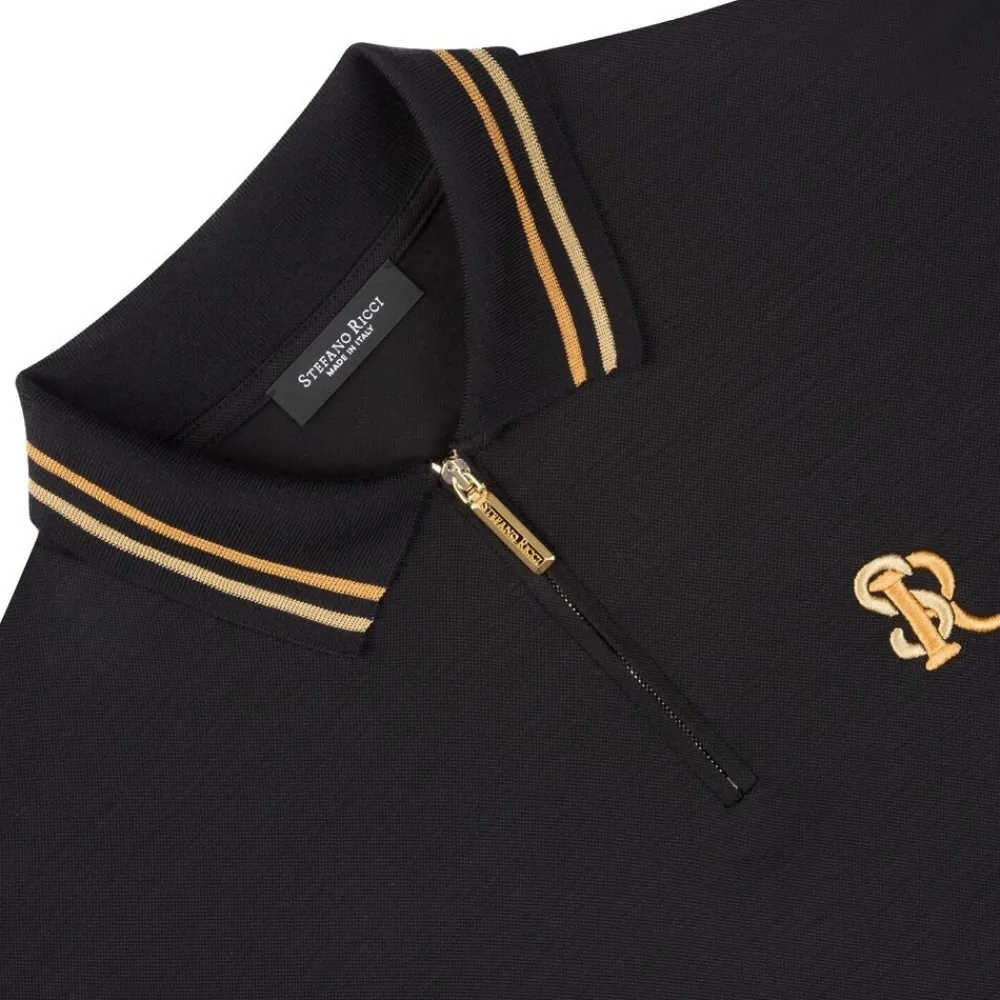 Outlet Long Sleeved Piqu Zip Polo Mens Last Sizes