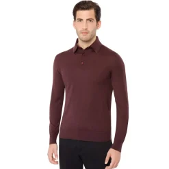 Flash Sale Long Sleeved Three Button Polo Mens Knitwear