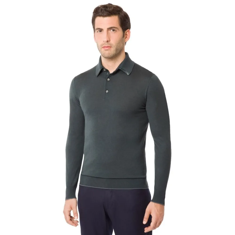 Sale Long Sleeved Three Button Polo Mens Last Sizes