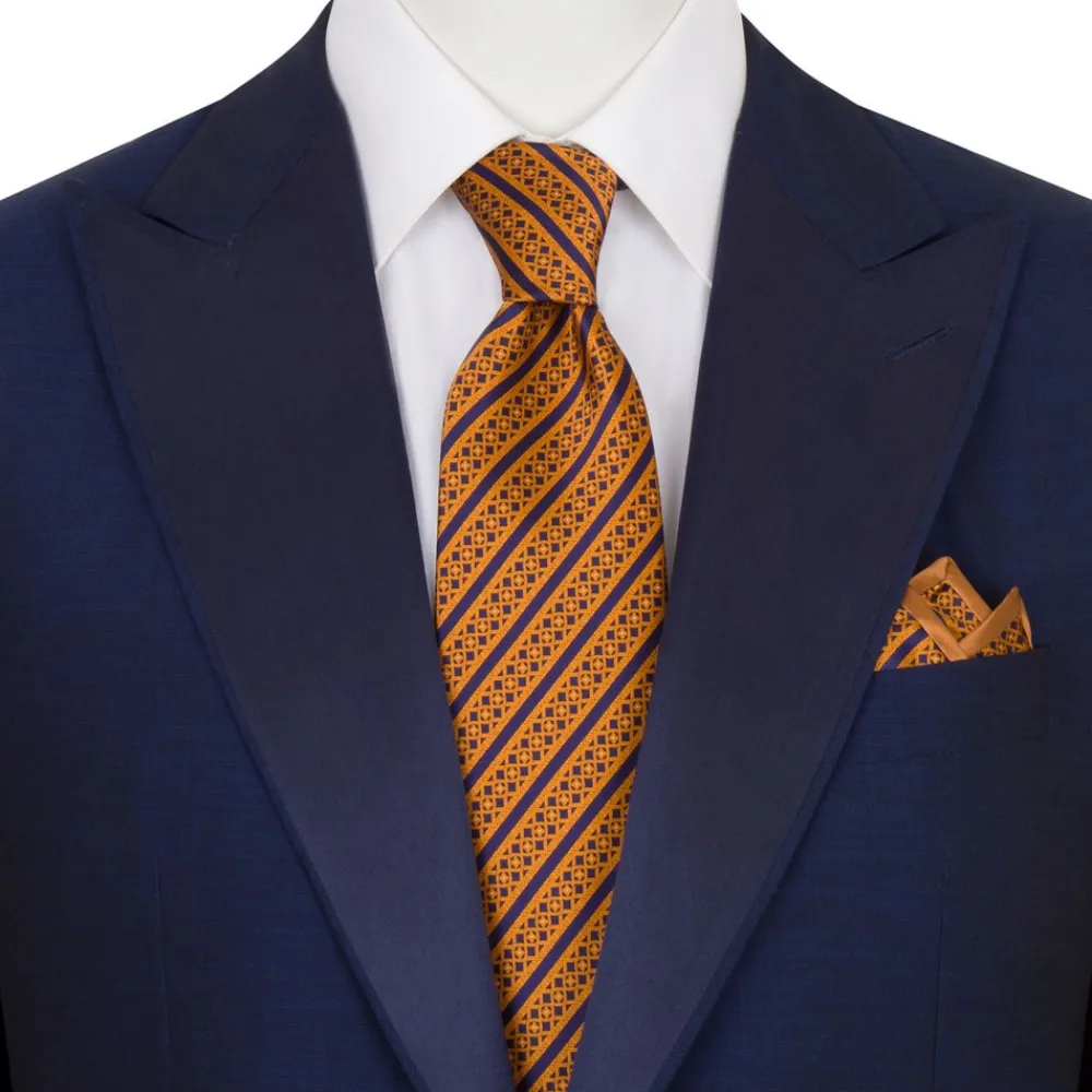 New Luxury Hand Printed Silk Tie Set Ties