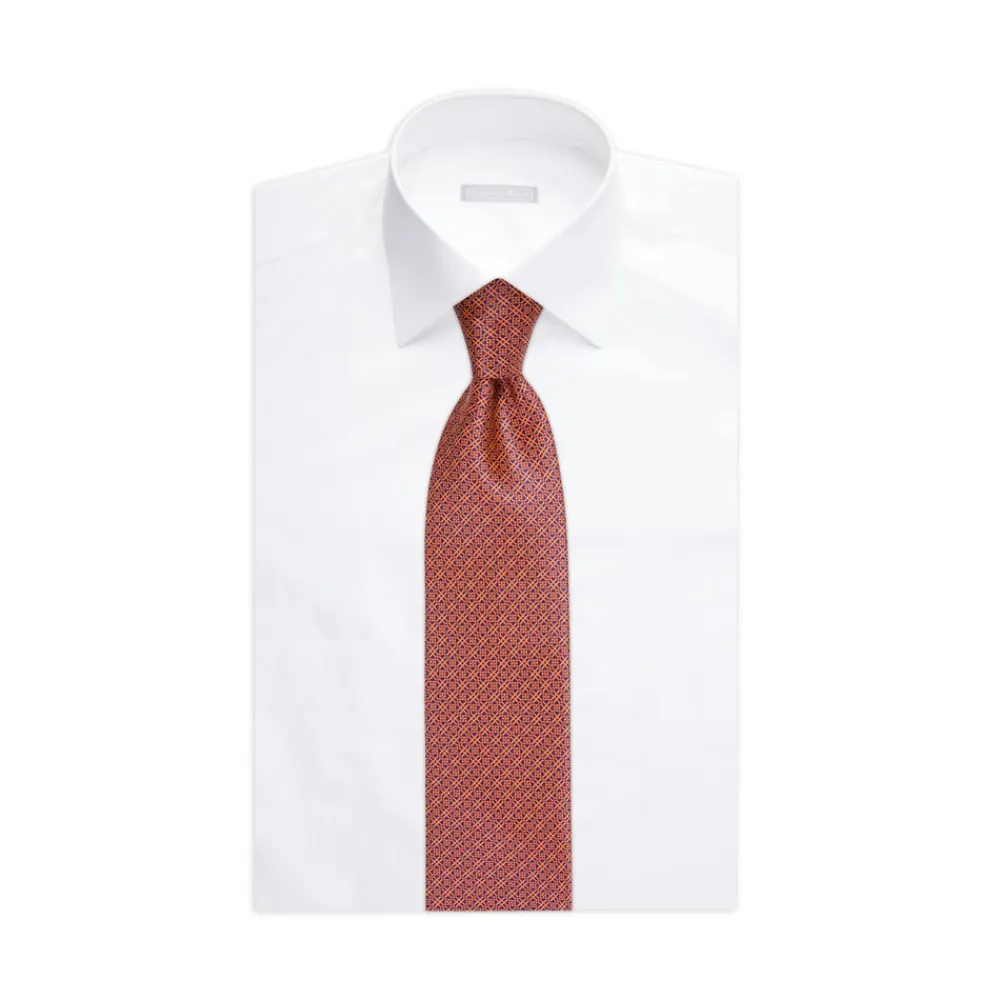 Online Luxury Long Hand Printed Silk Tie Ties
