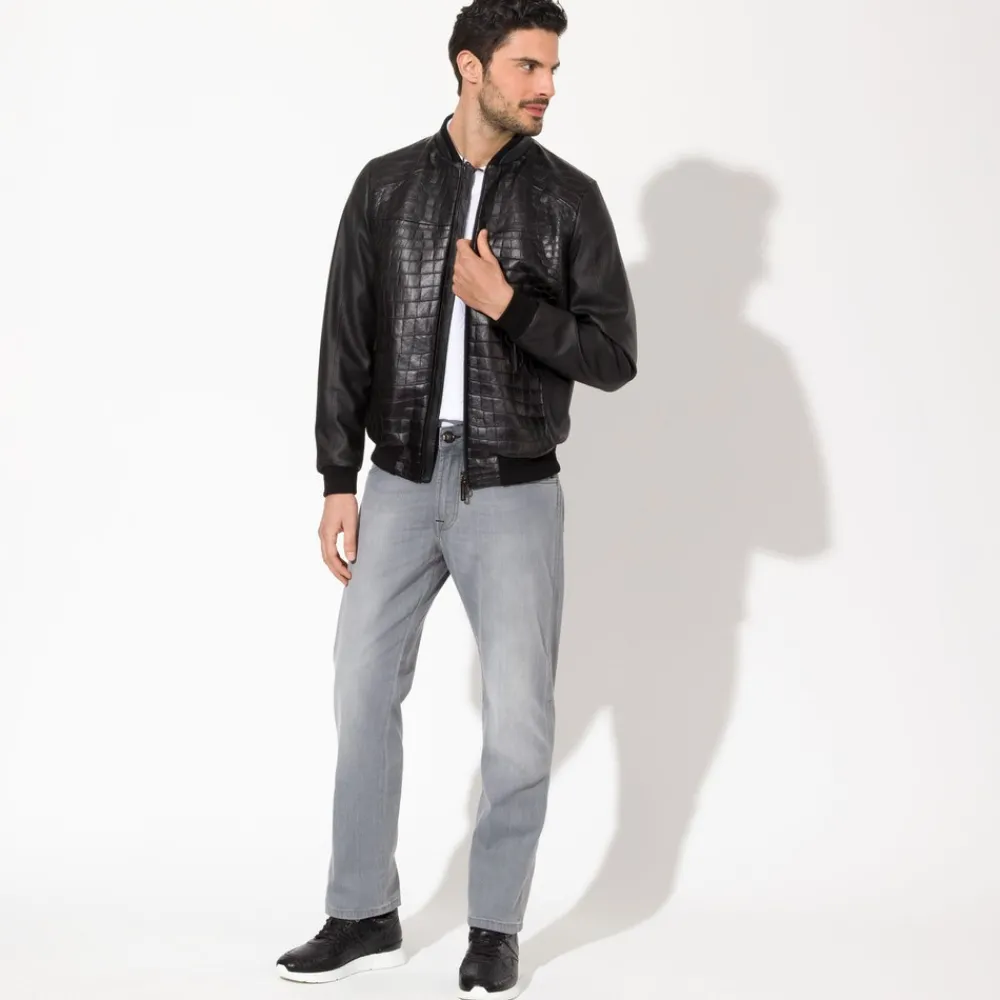 Shop Matted Crocodile And Deer Leather Blouson Mens Last Sizes