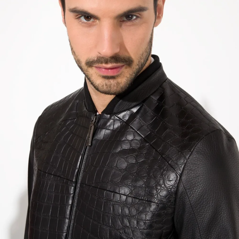 Shop Matted Crocodile And Deer Leather Blouson Mens Last Sizes