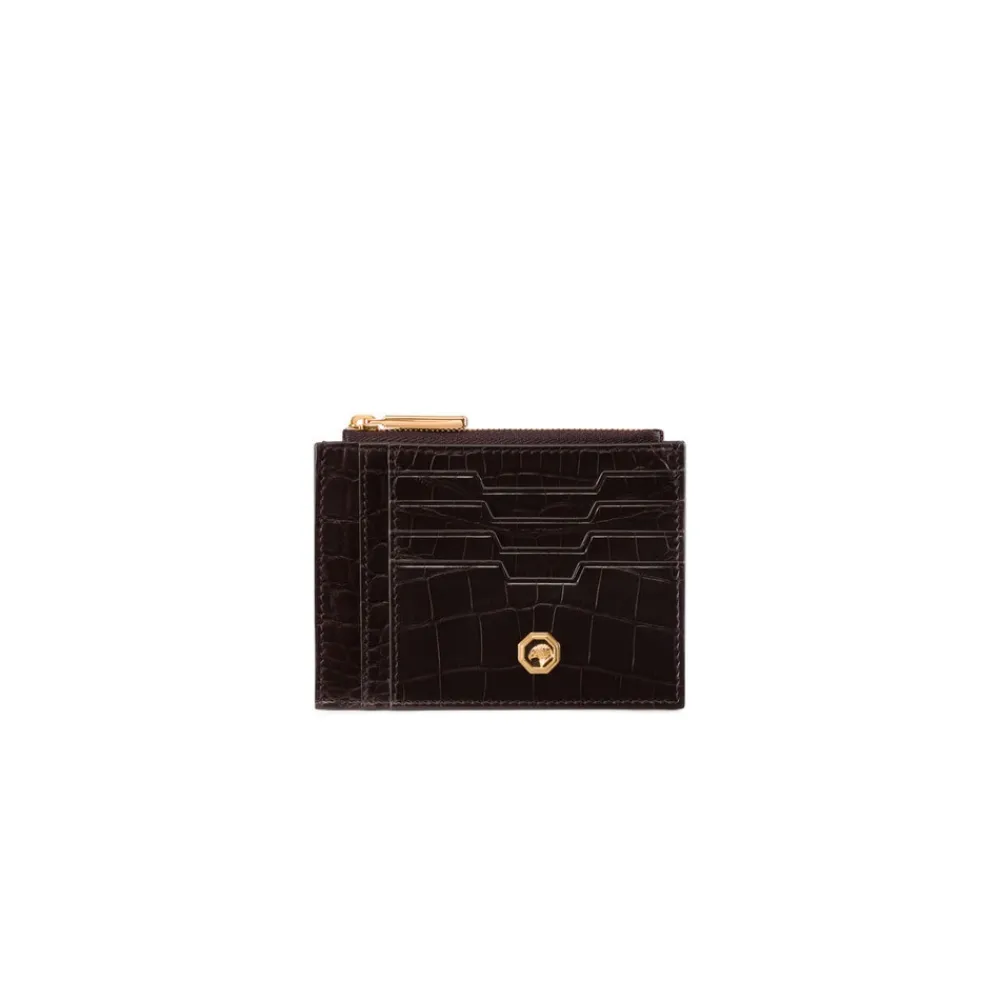 Outlet Matted Crocodile Card Holder Small Leather Goods