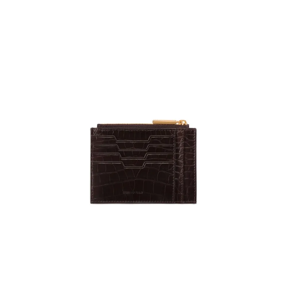 Outlet Matted Crocodile Card Holder Small Leather Goods