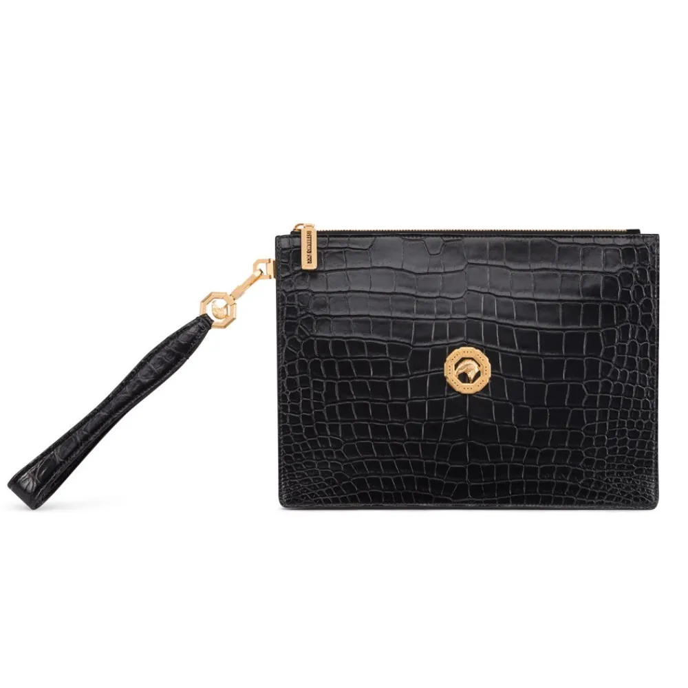 New Matted Crocodile Leather Portfolio Small Leather Goods