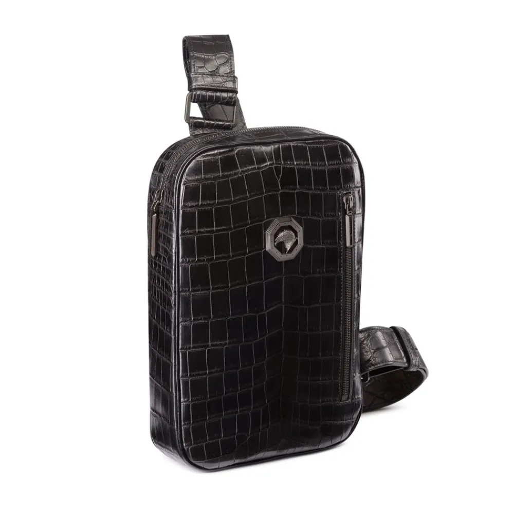 Fashion Matted Crocodile Leather Sling Backpack Bags