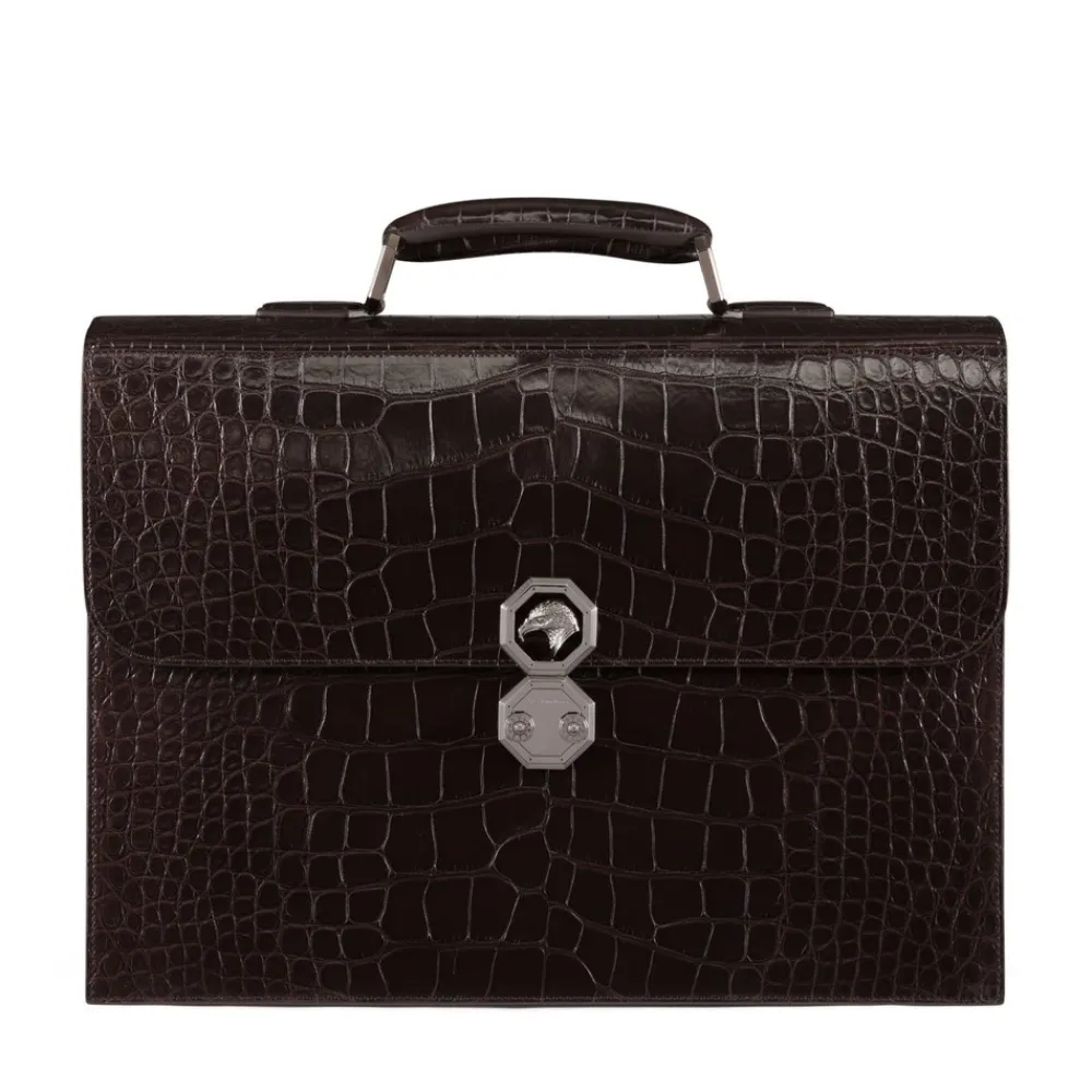 Sale Matted Crocodile Leather Briefcase Bags