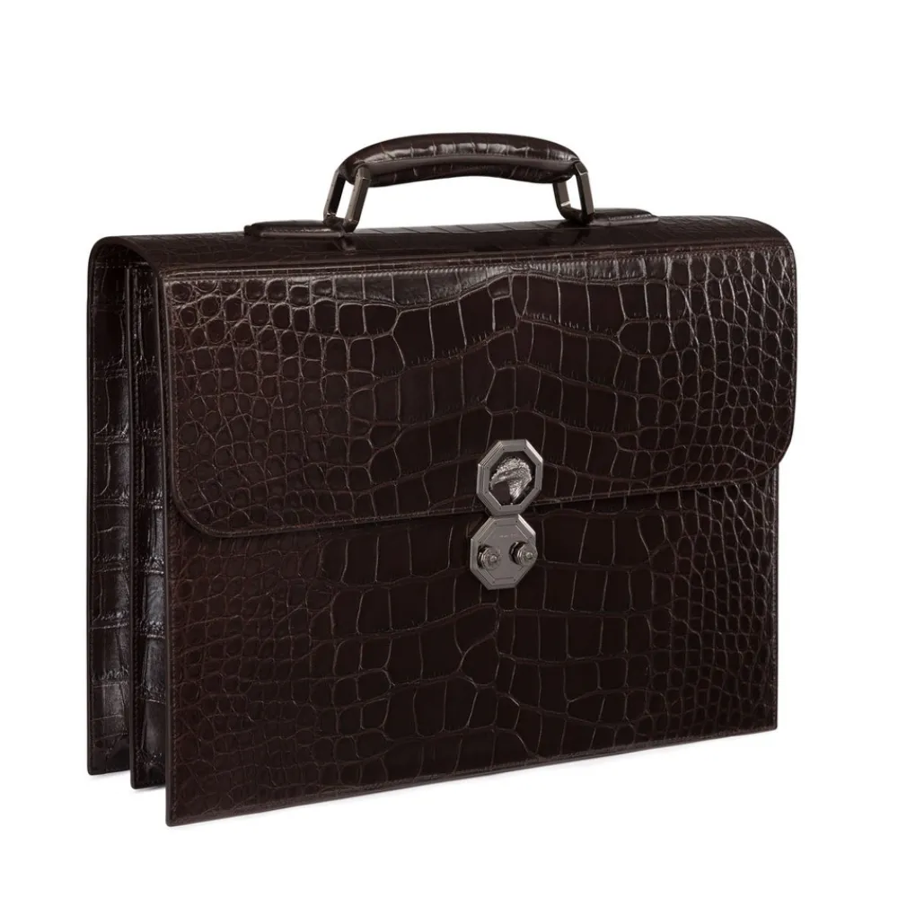 Sale Matted Crocodile Leather Briefcase Bags