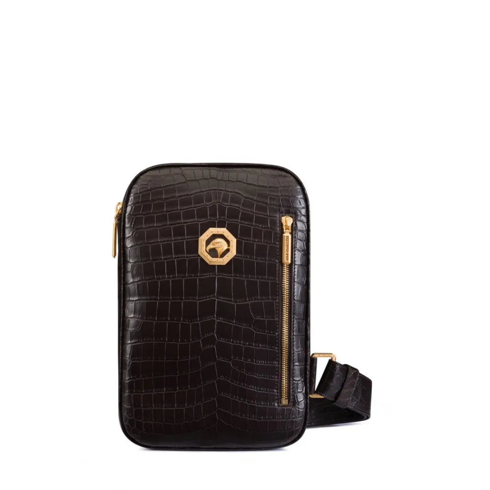 Discount Matted Crocodile Leather Sling Backpack Bags