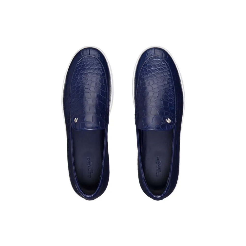 Discount Matted Crocodile Leather Loafers Loafers