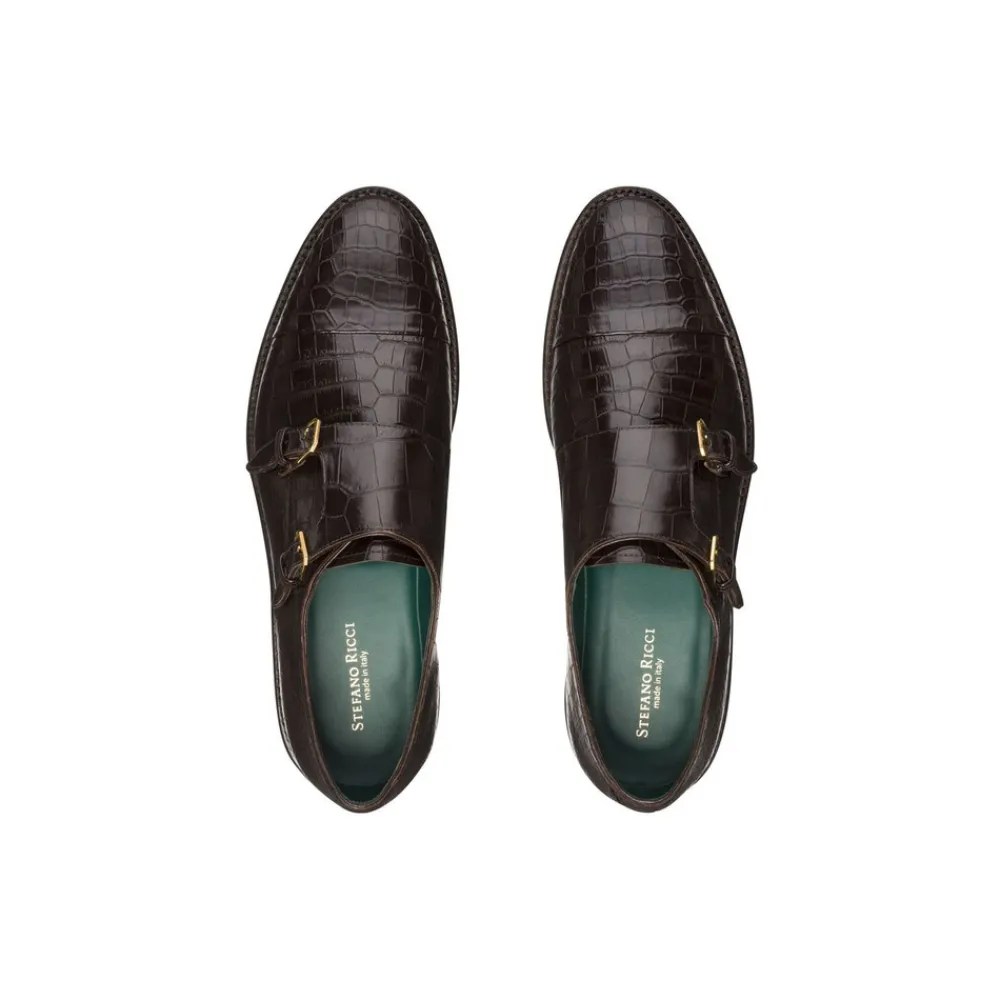 Store Matted Crocodile Monk Strap Shoes Dress Shoes
