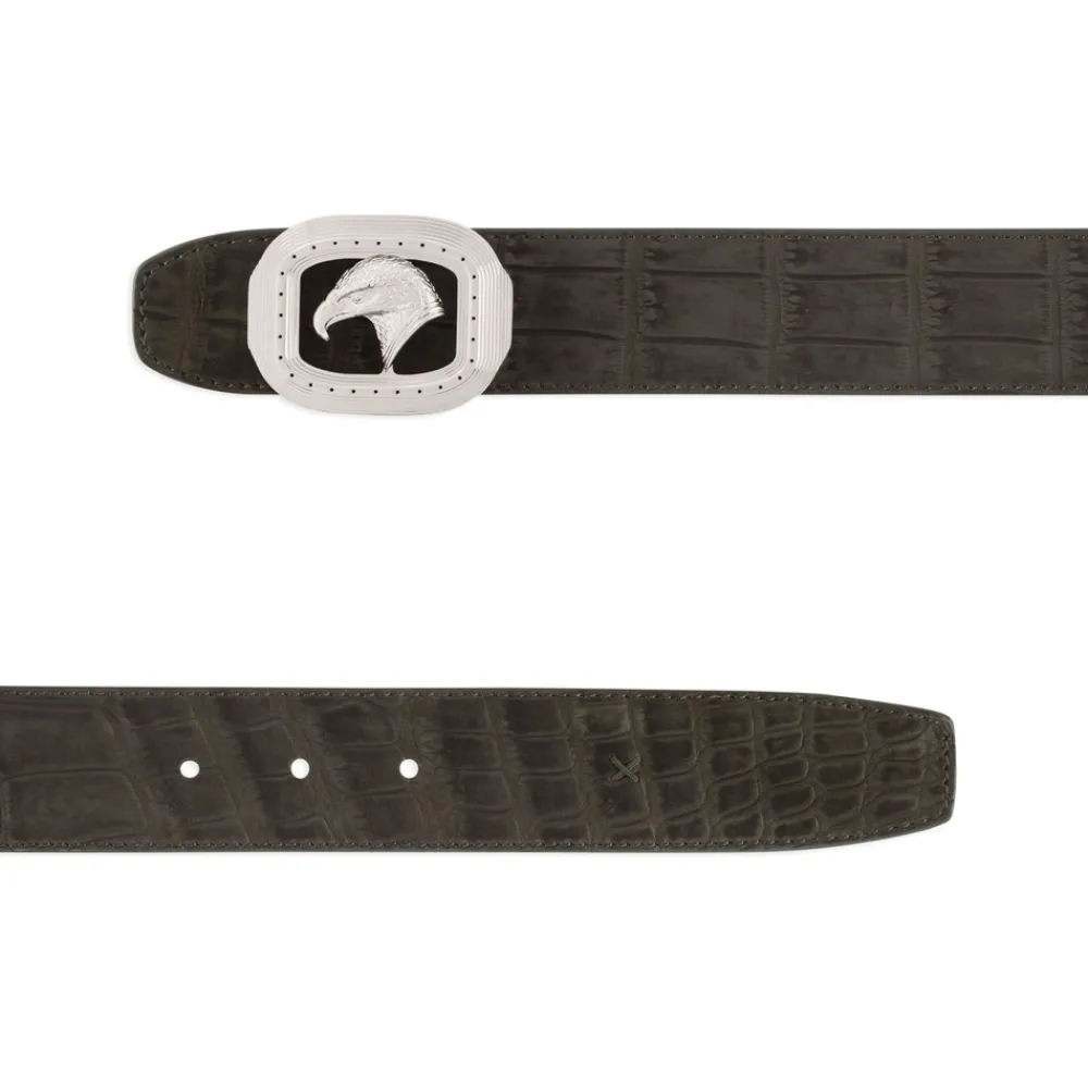 Discount Nubuck Crocodile Leather Belt Belts