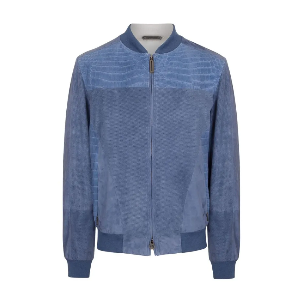 Best Nubuck Crocodile Leather And Suede Blouson Mens Outerwear