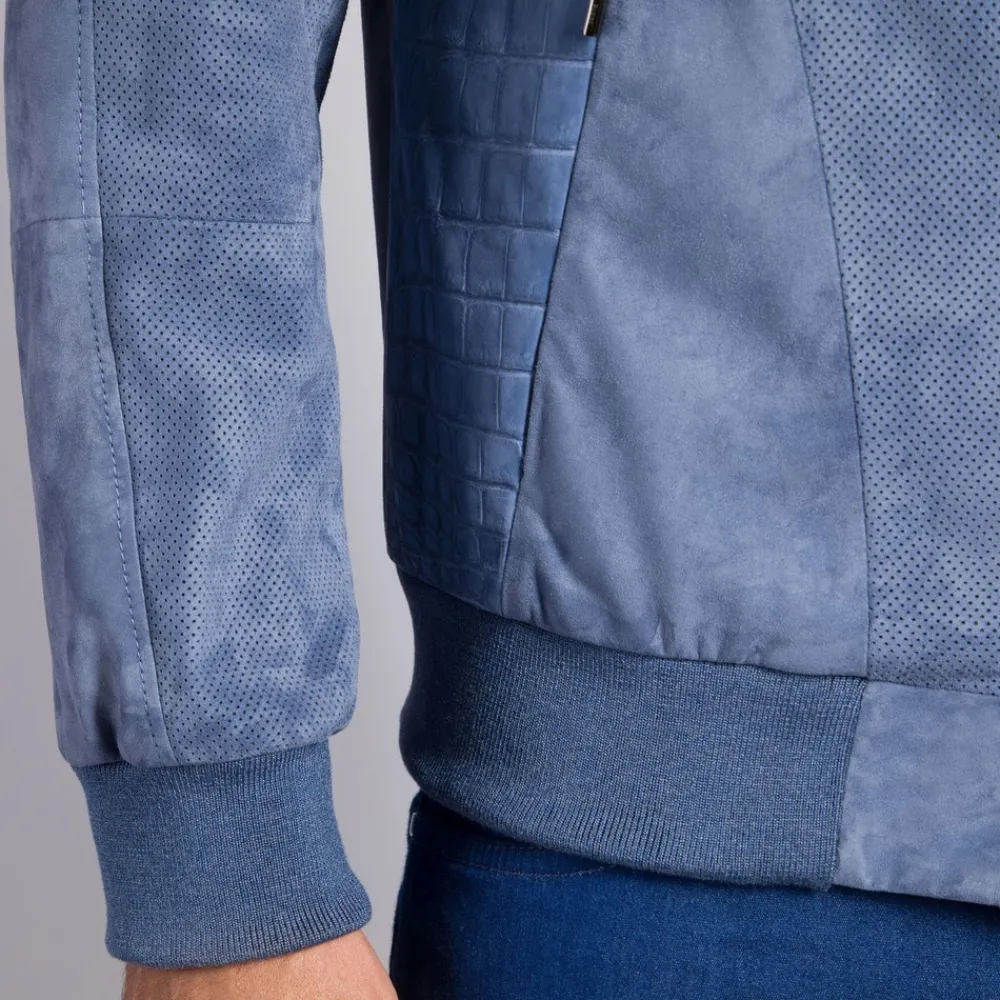 Best Nubuck Crocodile Leather And Suede Blouson Mens Outerwear