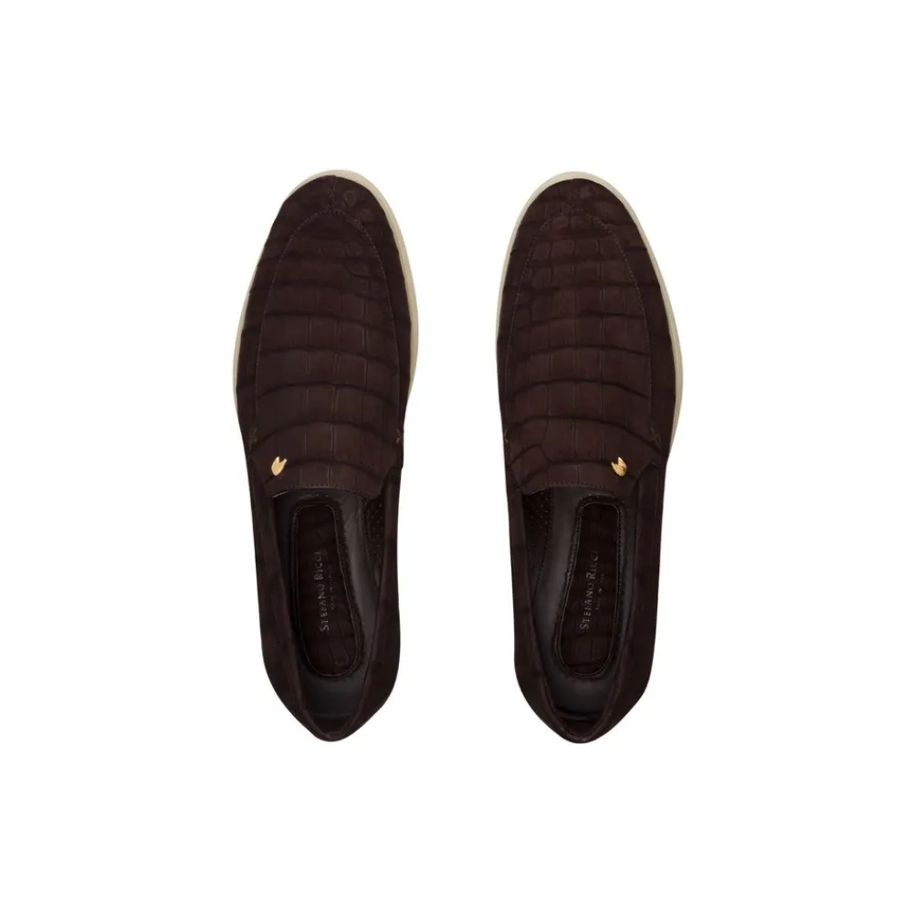 New Nubuck Crocodile Leather Loafers Loafers