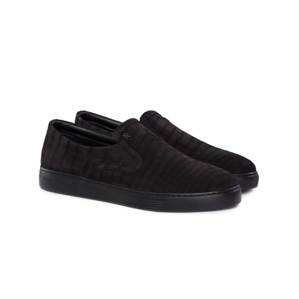 Discount Nubuck Crocodile Slip On Shoes Sneakers