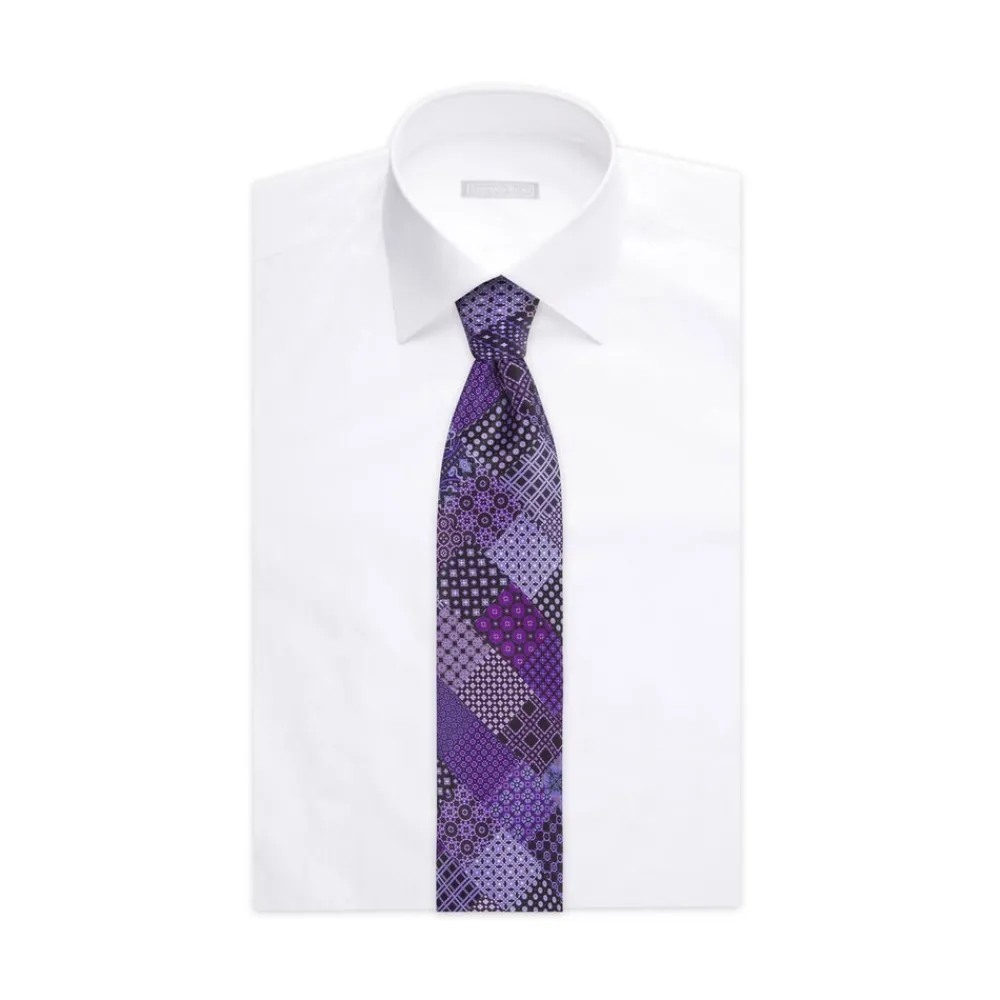 Fashion Patchwork Hand Printed Silk Tie Ties