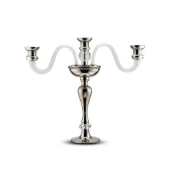 Clearance Platinum Shiny Three Arm Candle Holder Porcelain Line