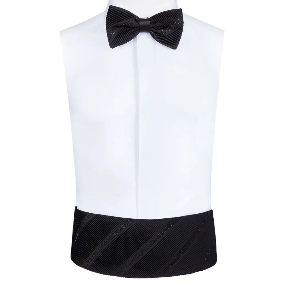 Clearance Pleated Silk Cummerbund With Swarovski Formal Accessories