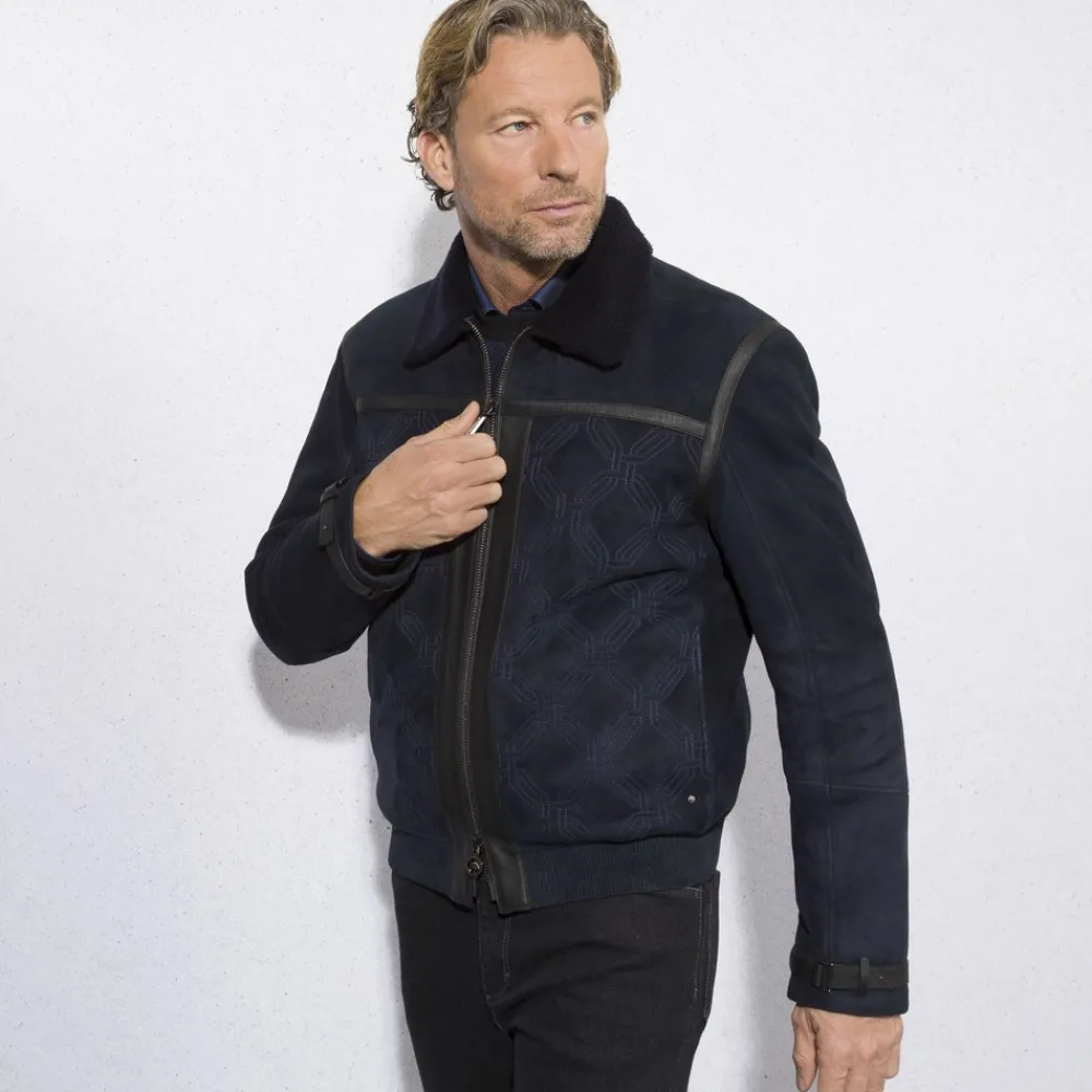 Best Sale Shearling And Leather Blouson Mens Outerwear