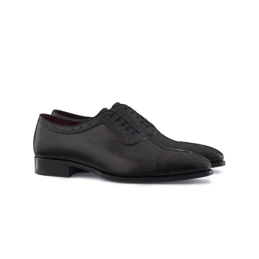 New Shiny Calfskin Leather And Crocodile Oxford Shoes Oxford & Derbies