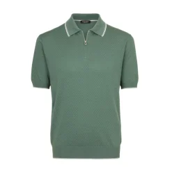 Cheap Silk And Cotton Zip Polo Shirt Mens Knitwear