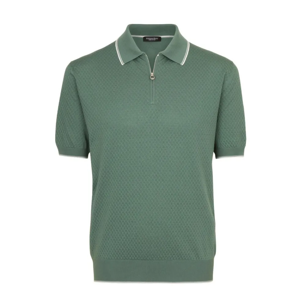 Cheap Silk And Cotton Zip Polo Shirt Mens Knitwear