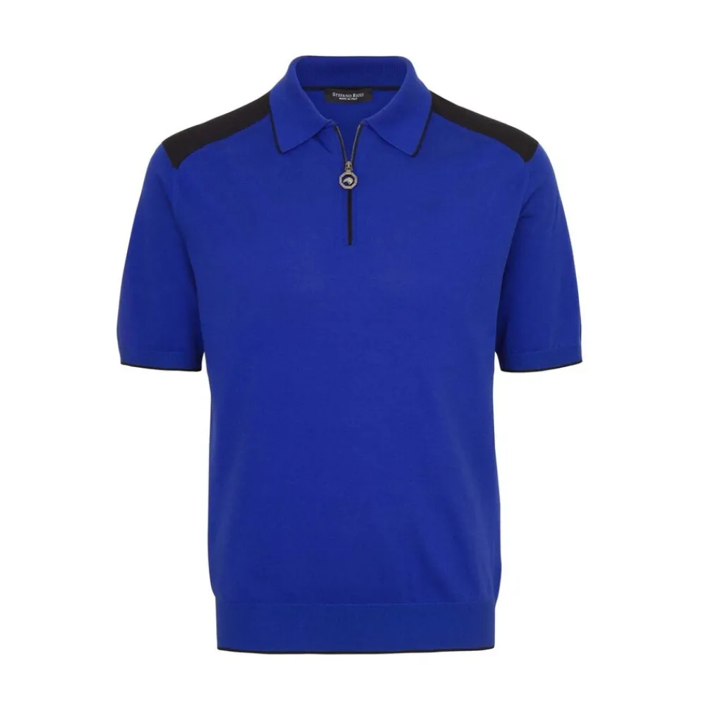 Shop Silk And Cotton Zip Polo Mens Knitwear