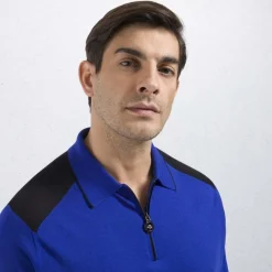 Shop Silk And Cotton Zip Polo Mens Knitwear