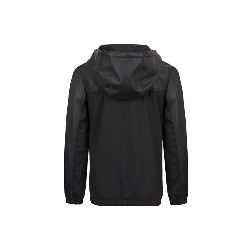 Online Silk And Lambskin Leather Hooded Blouson Junior Outerwear