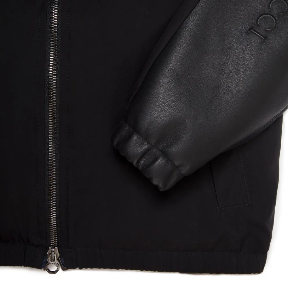Online Silk And Lambskin Leather Hooded Blouson Junior Outerwear