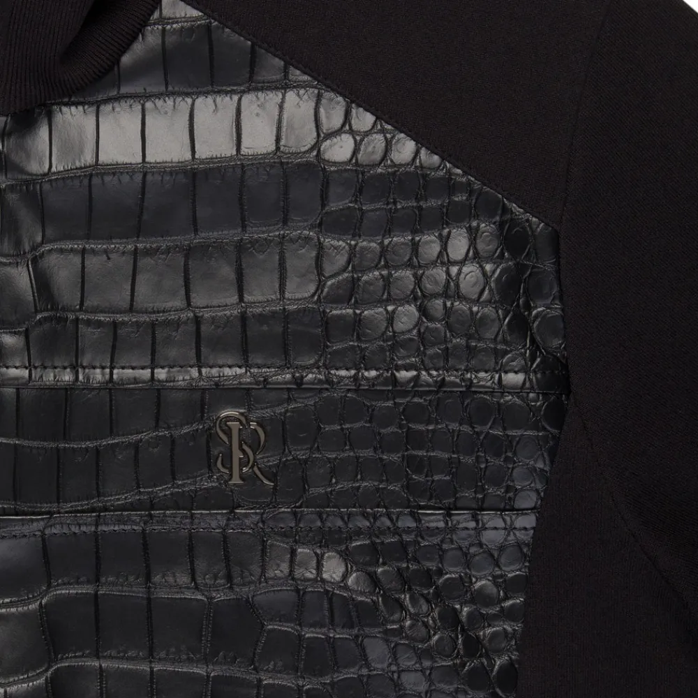 Sale Silk, Cotton And Crocodile Leather Blouson Mens Knitwear