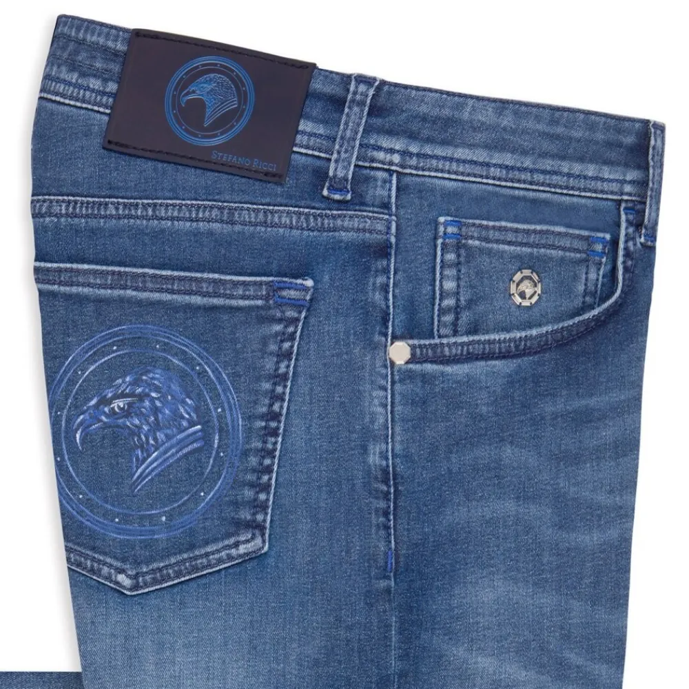 Sale Slim Fit Jeans With Hand Painted Eagle Head Mens Last Sizes