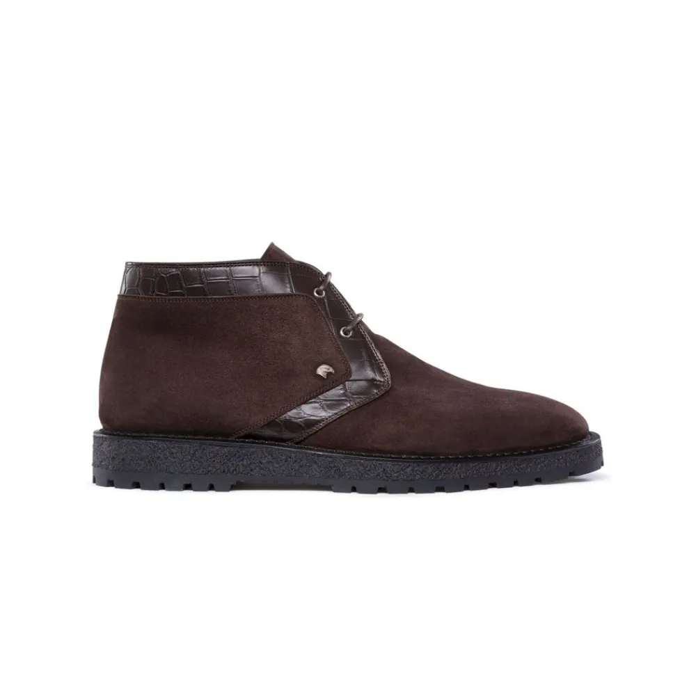 Cheap Suede And Crocodile Chukka Boots Boots