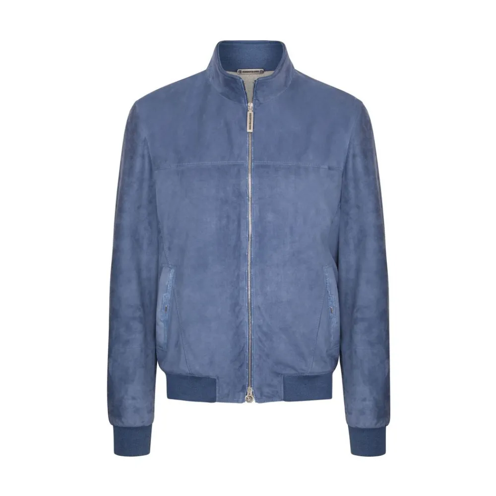 Clearance Suede And Crocodile Leather Blouson Mens Outerwear